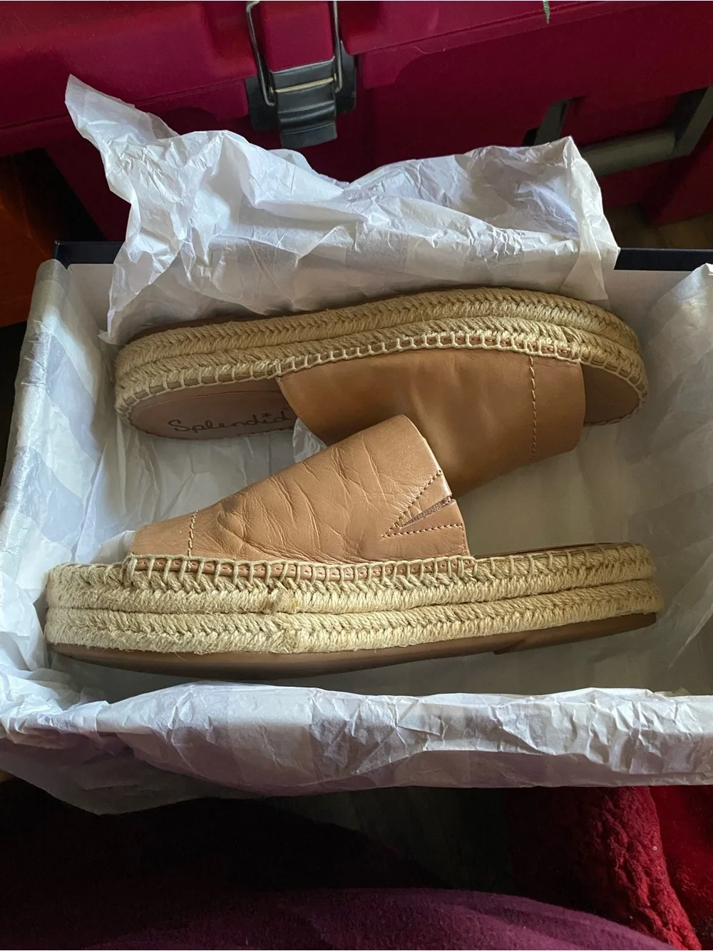 Splendid Tan Leather Espadrille Platform Mule “Thaddeus” little to no wear.